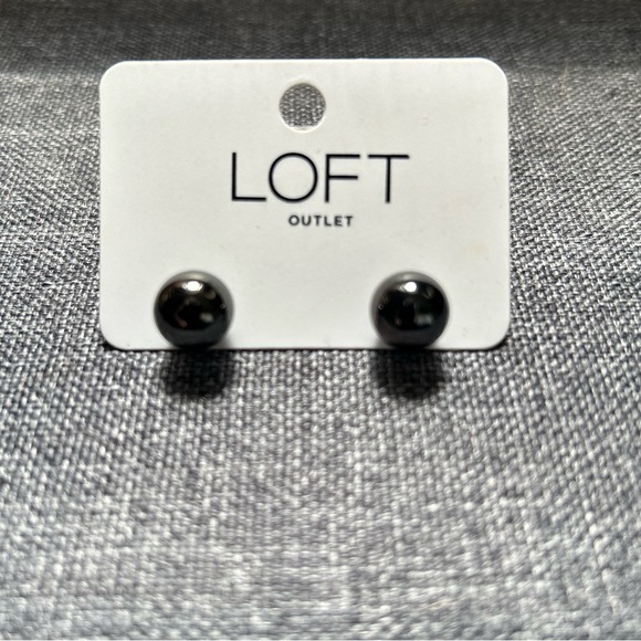 Loft Silver Minimalist Metallic Ball Earrings NWT - Picture 2 of 4